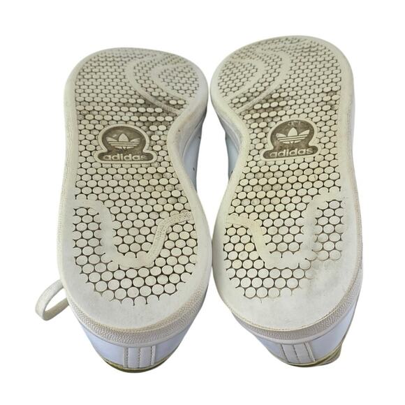 Adidas Stan Smith Women's White Gold Lace Up Tennis Leather Sneakers Shoes Sz 7 - Picture 4 of 7